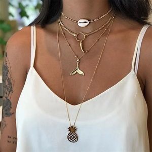 Shell Fishtail Pineapple Long Necklace